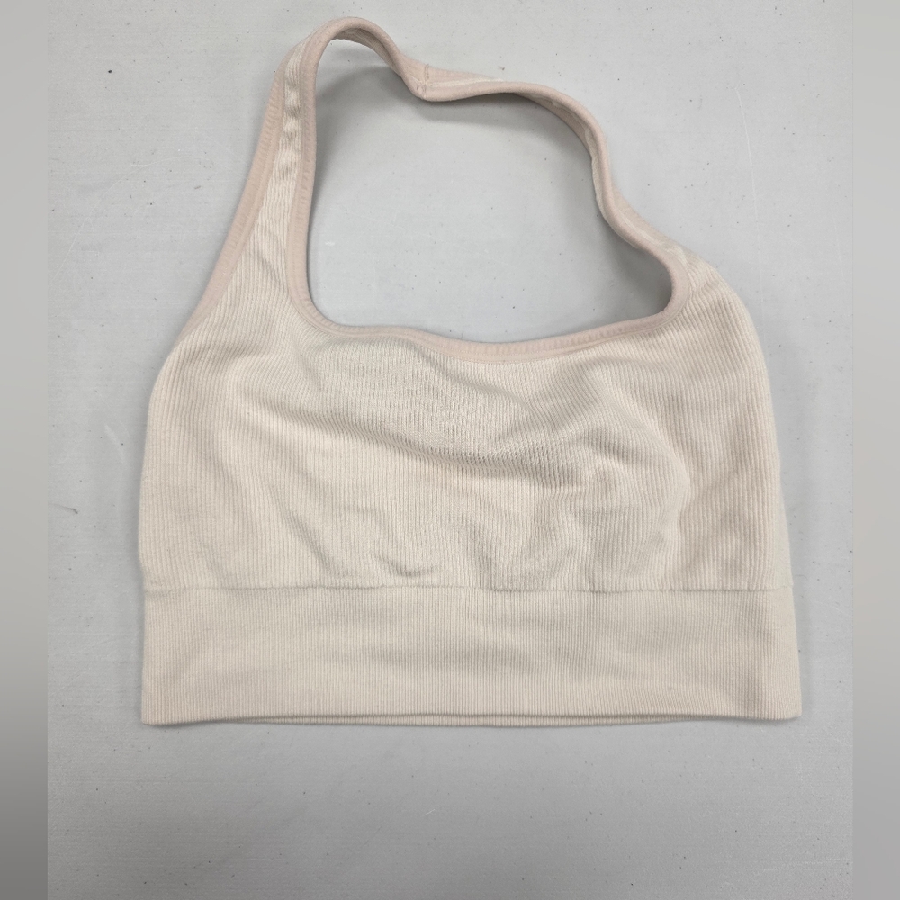 Cream Ribbed Halter Top